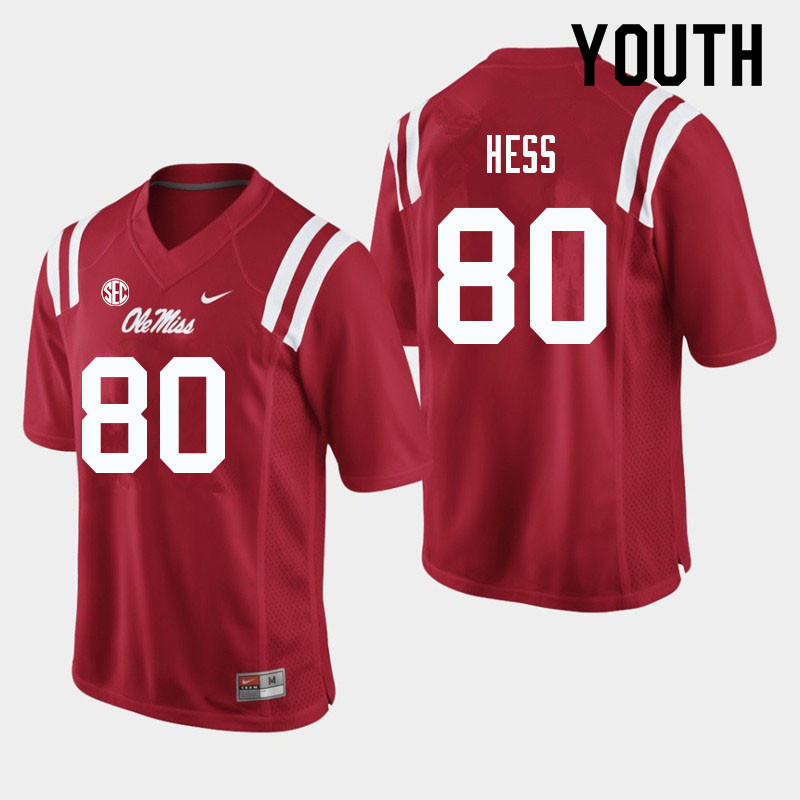 Jonathan Hess Ole Miss Rebels NCAA Youth Red #80 Stitched Limited College Football Jersey MMP1558GP